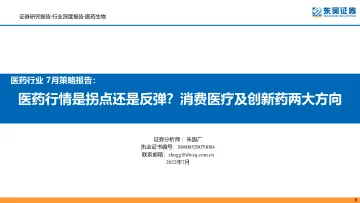 医药行业7月策略报告:医药行情是拐点还是反弹?消费医疗及创新药两大方向-20220706-东吴证券-54页