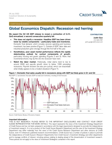 CS-Global Economics Dispatch Recession red herring