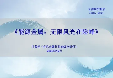 有色金属行业:能源金属,无限风光在险峰-20221231-海通证券-18页