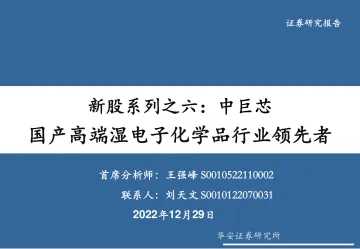 新股系列之六:中巨芯,国产高端湿电子化学品行业领先者-20221229-华安证券-47页