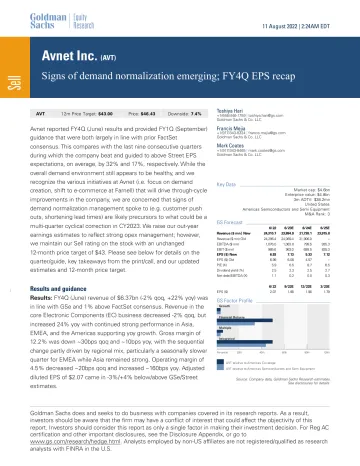 Avnet Inc. (AVT)_ Signs of demand normalization emerging; FY4Q EPS recap(1)