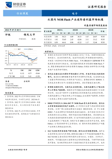 电子行业利基存储市场深度报告:从国内NOR Flash产业进阶看利基市场机遇-20220708-财信证券-21页