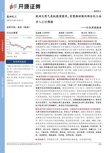 基础化工行业深度报告:欧洲天然气危机愈演愈烈,有望推动国内部分化工品步入上行周期-20220905-开源证券-36页