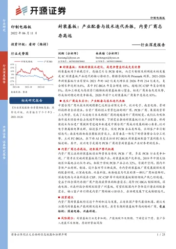 印制电路板行业深度报告:封装基板,产业配套与技术迭代共振,内资厂商志存高远-20220611-开源证券-25页