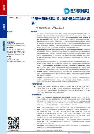 信用风险监测:华夏幸福筹划定增,境外债务重组获进展-20221203-申万宏源-15页