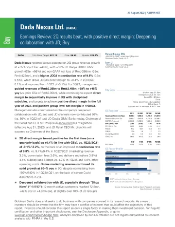 Dada Nexus Ltd. (DADA)_ Earnings Review_ 2Q results beat, with positive direct margin; Deepening collaboration with JD; Buy_2
