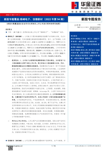 新股专题覆盖:维峰电子、信德新材(2022年第94期)-20220817-华金证券-16页