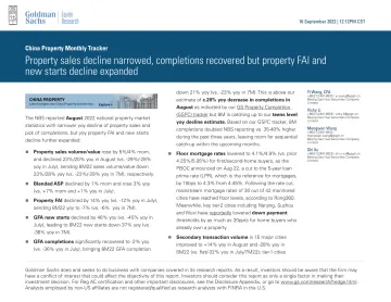 China Property Monthly Tracker_ Property sales decline narrowed, completions recovered but property FAI and new starts declin...
