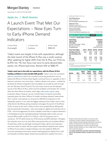AAPL.OQ-Morgan Stanley-Apple, Inc. A Launch Event That Met Our Expectations – Now .