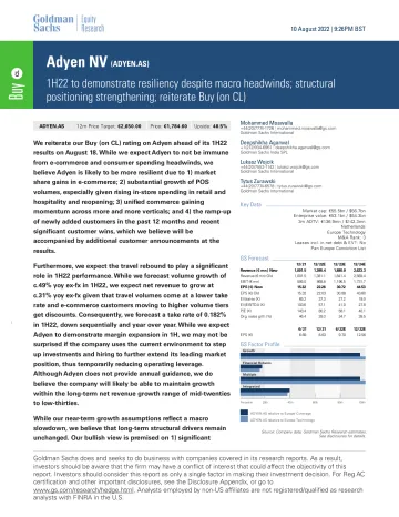 Adyen NV (ADYEN.AS)_ 1H22 to demonstrate resiliency despite macro headwinds; structural positioning strengthening; reiterate ...(1)