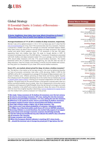 UBS 15 Essential Charts - A Century of Recessions - how returns differ