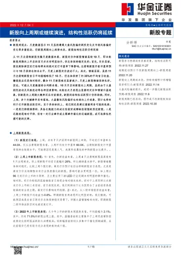 新股专题:新股向上周期或继续演进,结构性活跃仍将延续-20221204-华金证券-15页