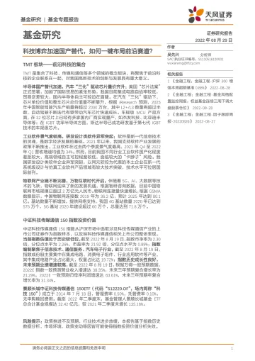 基金专题报告:科技博弈加速国产替代,如何一键布局前沿赛道?-20220829-天风证券-24页