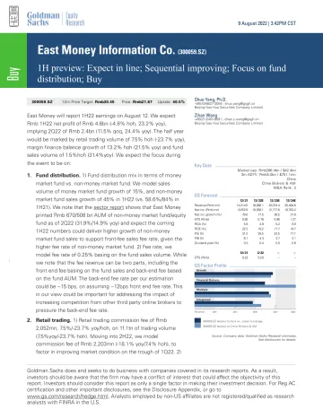 East Money Information Co. (300059.SZ)_ 1H preview_ Expect in line; Sequential improving; Focus on fund distribution; Buy (1)