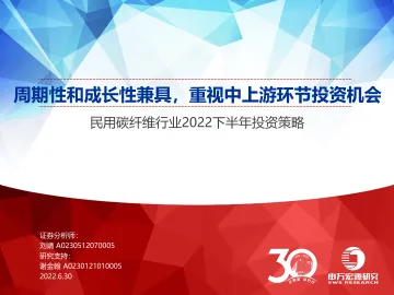 民用碳纤维行业2022下半年投资策略:周期性和成长性兼具,重视中上游环节投资机会-20220630-申万宏源-29页
