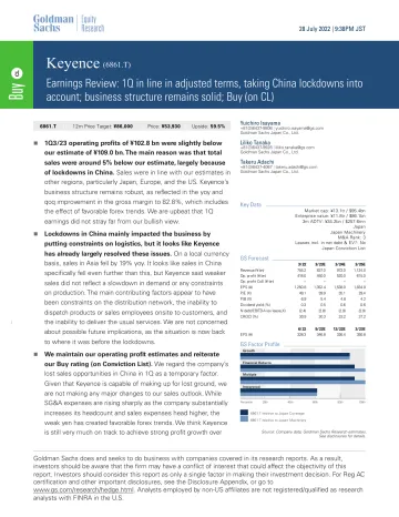 Keyence (6861.T)_ Earnings Review_ 1Q in line in adjusted terms, taking China lockdowns into account; business structure rema...(1)