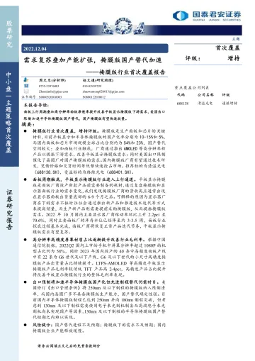 掩膜版行业首次覆盖报告:需求复苏叠加产能扩张,掩膜版国产替代加速-20221204-国泰君安-28页
