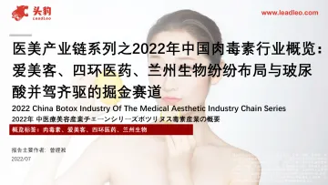 头豹研究院-医美产业链系列之2022年中国肉毒素行业概览:爱美客、四环医药、兰州生物纷纷布局与玻尿酸并驾齐驱的掘金赛道-2022.09-15页-WN9