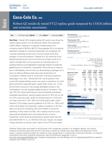 Coca-Cola Co. (KO)_ Robust Q2 results & raised FY22 topline guide tempered by COGS inflation and economic uncertainty(1)