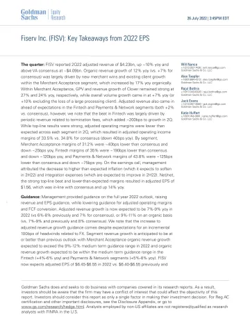 Fiserv Inc. (FISV)_ Key Takeaways from 2Q22 EPS(1)