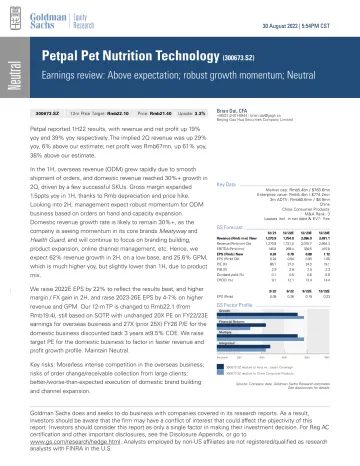 Petpal Pet Nutrition Technology (300673.SZ)_ Earnings review_ Above expectation; robust growth momentum; Neutral(1)
