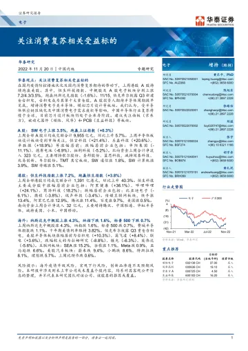 电子行业：关注消费复苏相关受益标的-20221120-华泰证券-25页