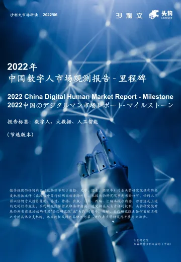 2022年中国数字人市场观测报告—里程碑-21页