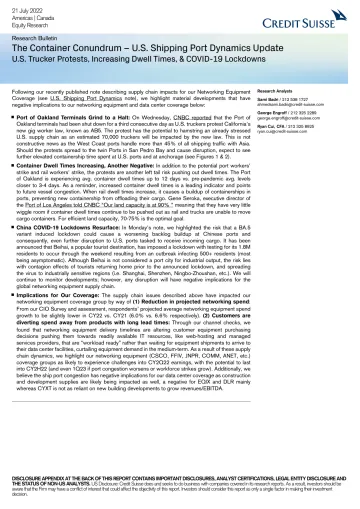 CS-The Container Conundrum – U.S. Shipping Port Dynamics Update