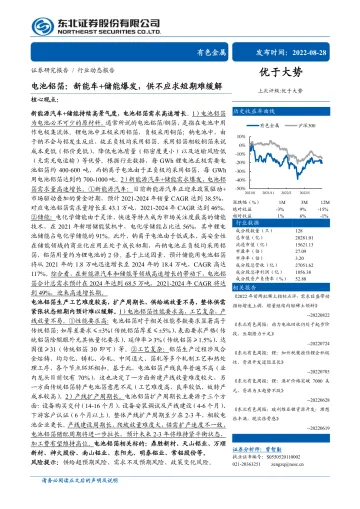 有色金属行业电池铝箔:新能车+储能爆发,供不应求短期难缓解-20220828-东北证券-21页