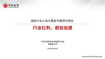 储能行业之抽水蓄能专题研究报告:行业红利,规划加速-20220630-中信证券-22页