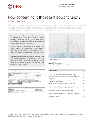 UBS_Investing in China_How concerning is the recent power crunch
