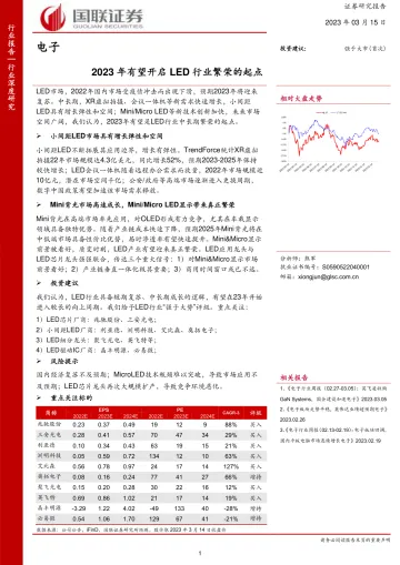 电子行业:2023年有望开启LED行业繁荣的起点-20230315-国联证券-39页