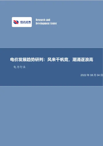 电力行业电价发展趋势研判：风来千帆竞，潮涌逐浪高-20220804-信达证券-34页