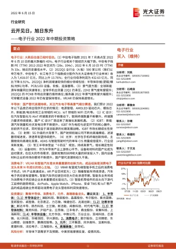 电子行业2022年中期投资策略:云开见日,旭日东升-20220615-光大证券-45页