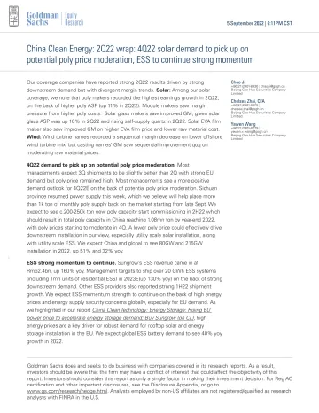 China Clean Energy_ 2Q22 wrap_ 4Q22 solar demand to pick up on potential poly price moderation, ESS to continue strong momentum(1)