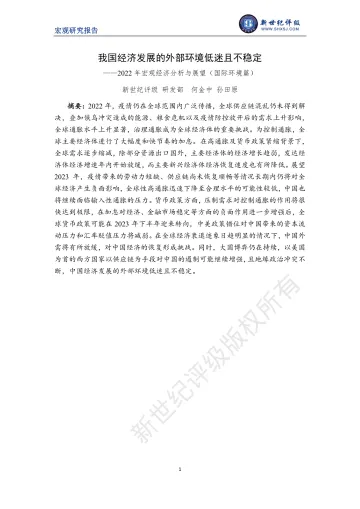 新世纪评级-我国经济发展的外部环境低迷且不稳定——2022年宏观经济分析与展望(国际环境篇)-14页
