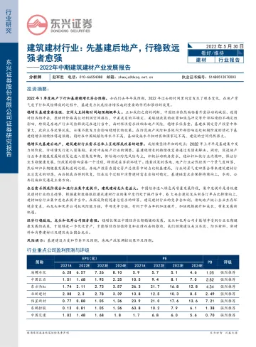2022年中期建筑建材行业产业发展报告:先基建后地产,行稳致远强者愈强-20220530-东兴证券-20页