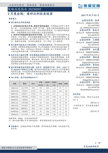 2月度金股:看好泛科技类股票-20230203-东吴证券-15页