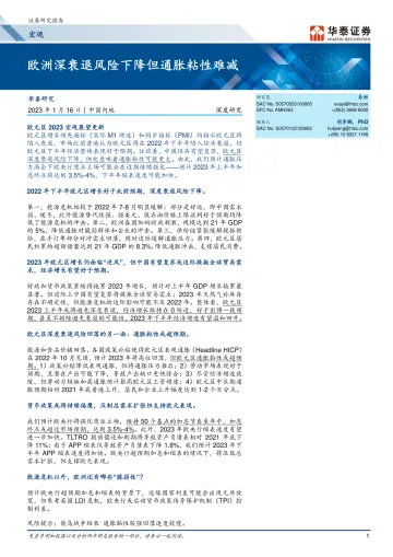 宏观深度研究: 欧洲深衰退风险下降但通胀粘性难减-20230116-华泰证券-24页