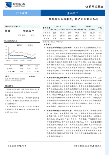 基础化工行业深度:轮胎行业云消雾散,国产企业乘风而起-20220705-财信证券-22页