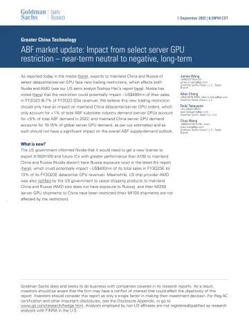 Greater China Technology_ ABF market update_ Impact from select server GPU restriction – near-term neutral to negative, long-...(1)_1
