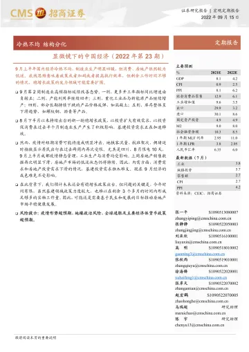 显微镜下的中国经济（2022年第23期）：冷热不均，结构分化-20220915-招商证券-32页