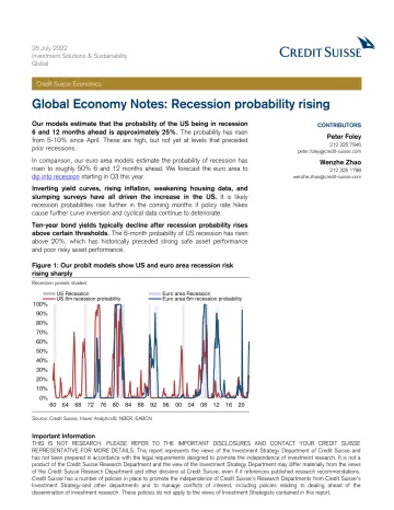 CS-Global Economy Notes_Recession probability rising