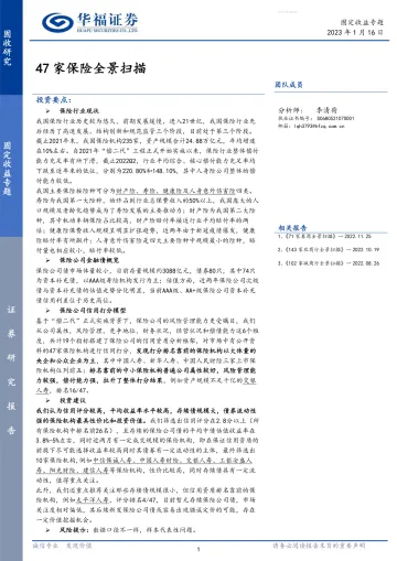 47家保险全景扫描-20230116-华福证券-28页
