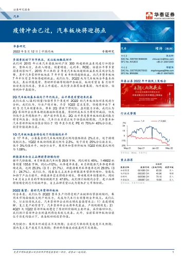 汽车行业专题研究: 疫情冲击已过,汽车板块将迎拐点-20220512-华泰证券-18页