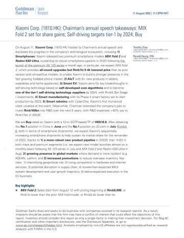 Xiaomi Corp. (1810.HK)_ Chairman's annual speech takeaways_ MIX Fold 2 set for share gains; Self-driving targets tier-1 by 20...(1)