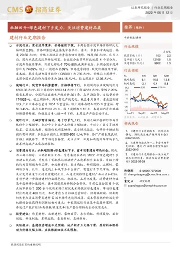 建材行业定期报告:社融回升+绿色建材下乡发力,关注消费建材品类-20220612-招商证券-25页