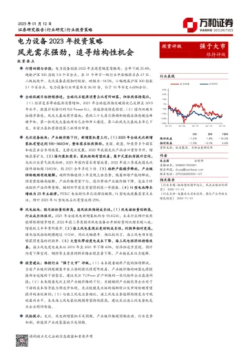 电力设备行业2023年投资策略:风光需求强劲,追寻结构性机会-20230112-万和证券-25页