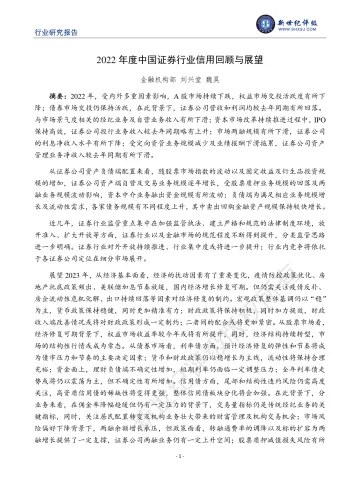 新世纪评级-2022年度中国证券行业信用回顾与展望-39页