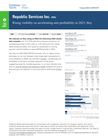 Republic Services Inc. (RSG)_ Rising visibility on accelerating unit profitability in 2023; Buy(1)
